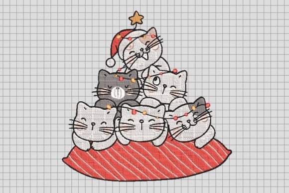 Christmas Cat Fam with Lights: A Festive Embroidery Design Review