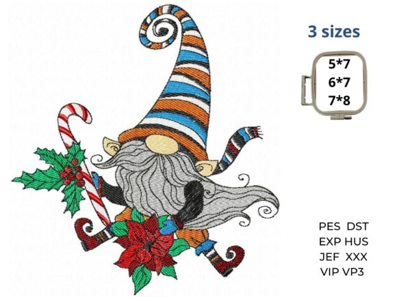 Christmas Gnome with Poinsettia: A Holiday Embroidery Design Review