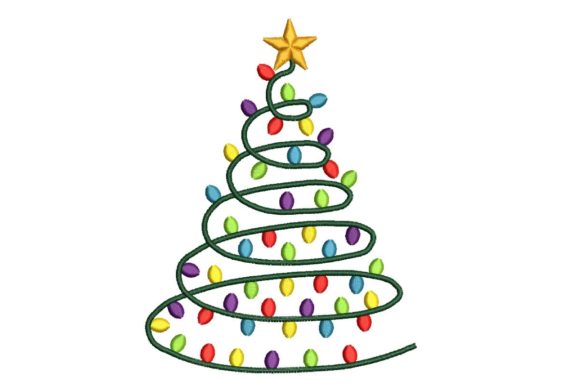 Christmas Tree with Lights: A Charming Embroidery Design for Handmade Gifts