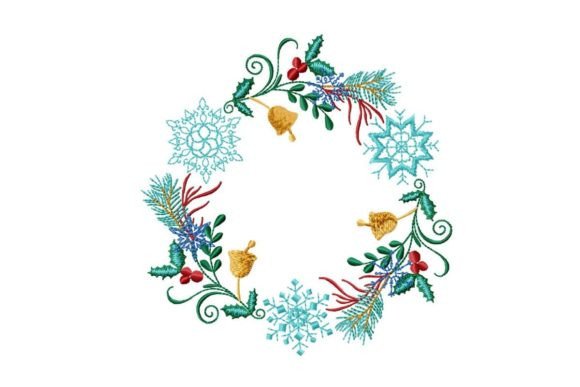 Christmas Wreath with Snowflakes Embroidery Design Review