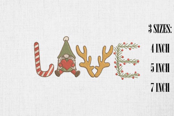 Love Christmas Gnome: A Charming Embroidery Design for Personalized Gifts