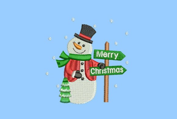 Snowman with Sign at Christmas: A Festive Embroidery Design Review